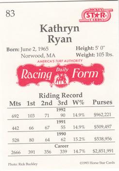 1993 Jockey Star #83 Kathryn Ryan Back